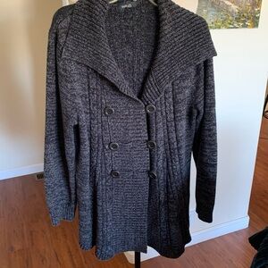 Style & Co  Double-Breasted Charcoal Cardigan